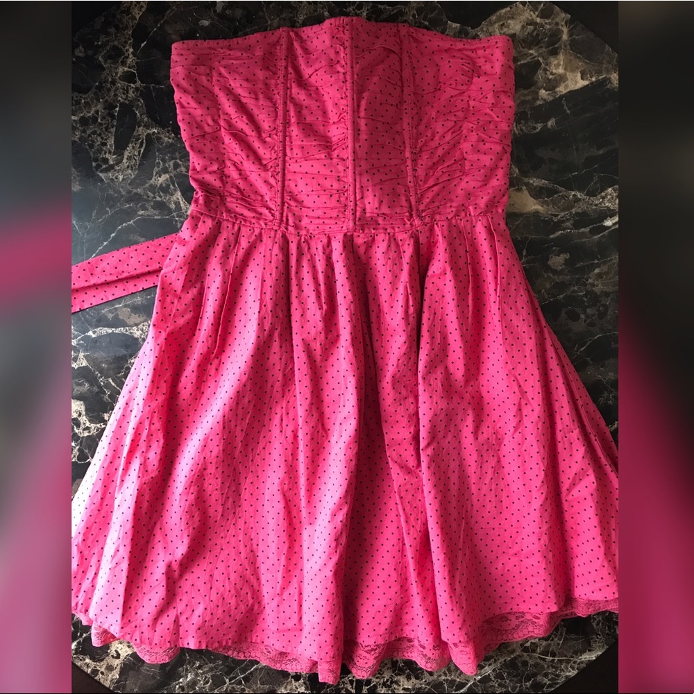 Forever 21 Strapless Pink & Polka Dot Dress